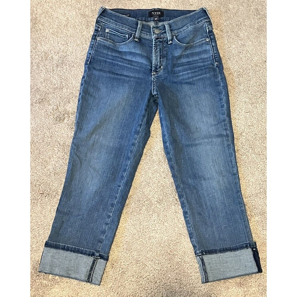 NYDJ Jeans Blue Dayla Wide Cuff Capri Lift x Tuck Tech 5-Pocket Casual Pant